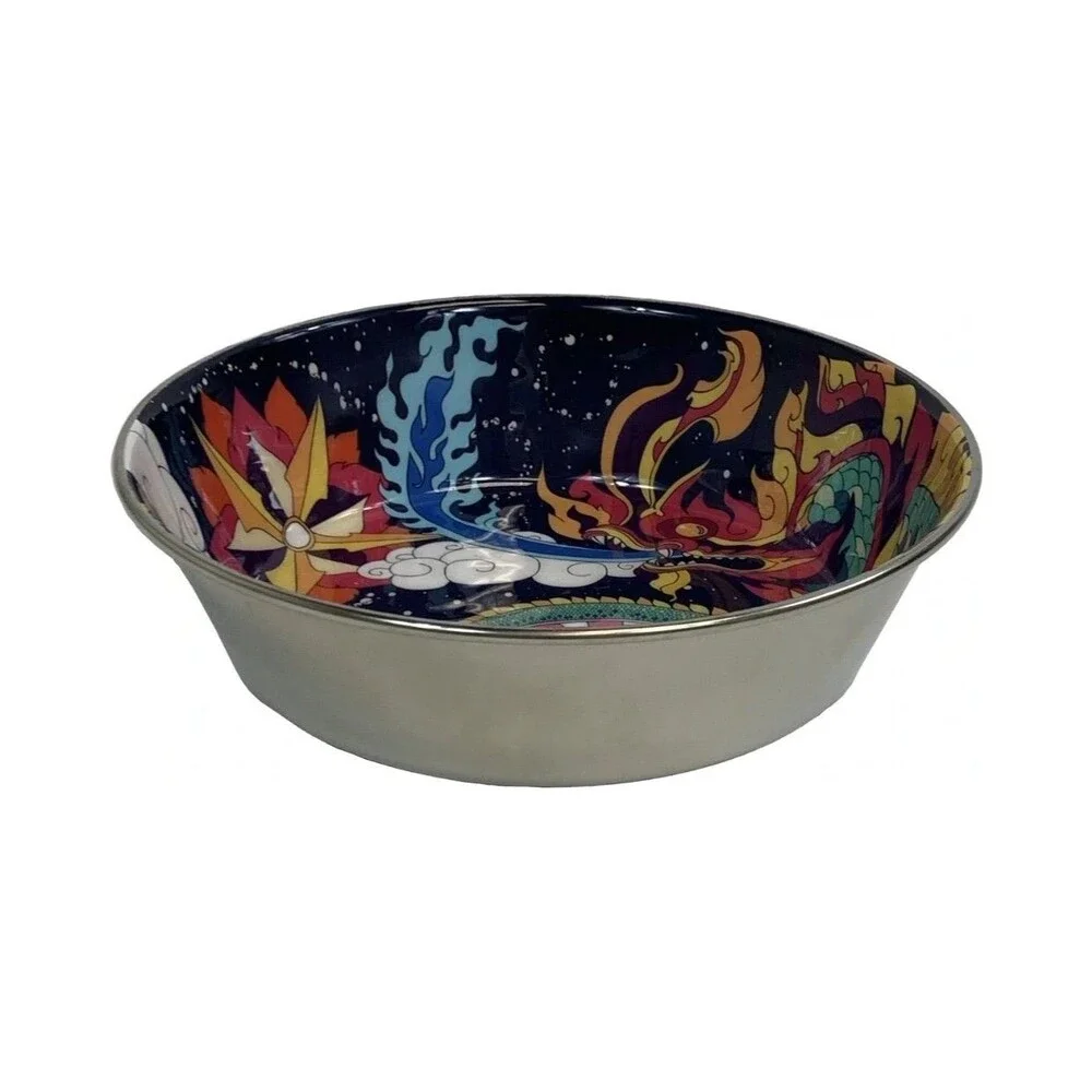 Komodo Dragon Reptile Tatoo Art Paint Ornament Pet Cat Bowl 6 Inch Indian NEW